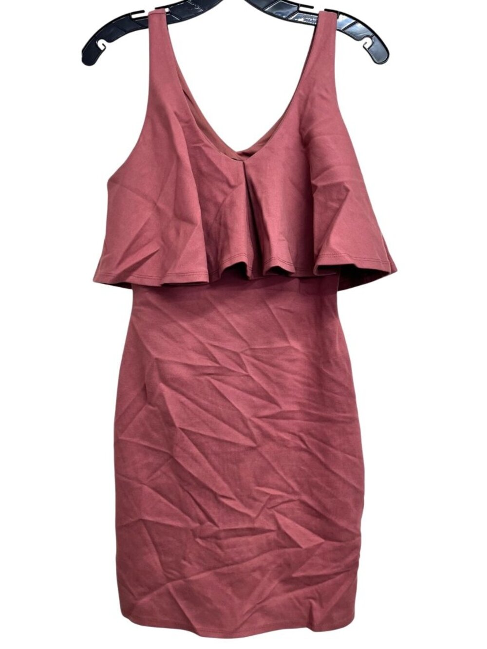 Gianni Bini Sleeveless Ruffle Overlay V-Neck Dress In Dusty Rose - Size S